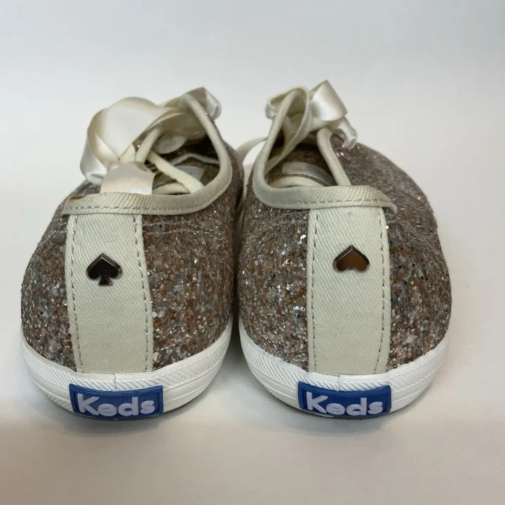 Keds Kate Spade  Shoes Women's 7,5W Platinum Gold Pink  Glitter Sparkly Sneakers